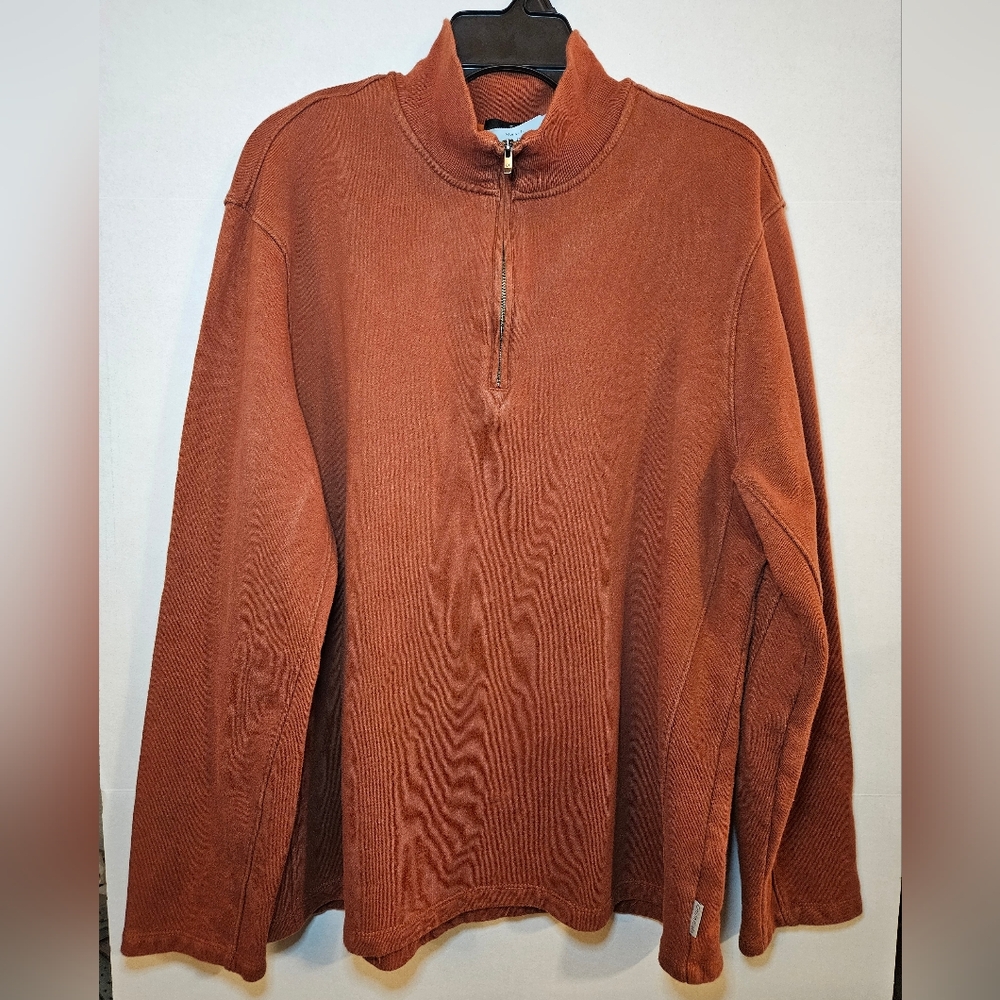 Calvin Klein Brown Zip Up Sweater Mock Neck Casual